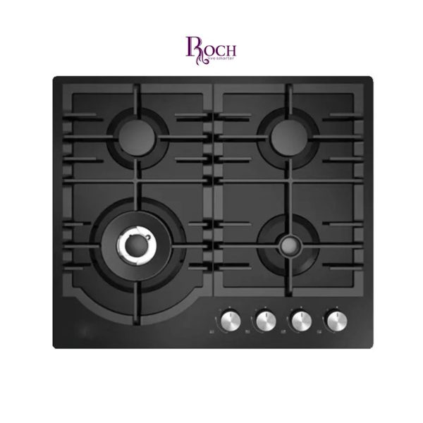 PLAQUE ENCASTRABLE ROCH 4FEUX A GAZ EN VERRE NOIR